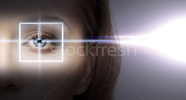 woman eye with laser correction frame Stock photo © dolgachov