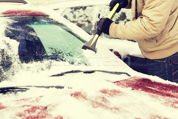 closeup of man scraping ice from car Stock photo © dolgachov