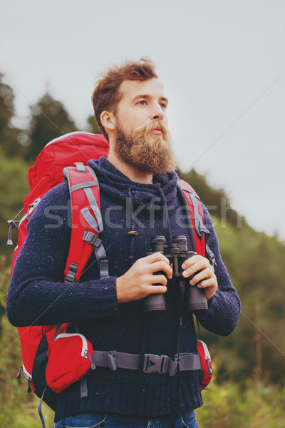 Adam sırt çantası açık havada macera seyahat turizm Stok fotoğraf © dolgachov