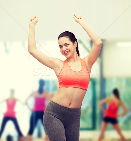 Mosolyog tinilány sportruha tánc fitnessz diéta Stock fotó © dolgachov