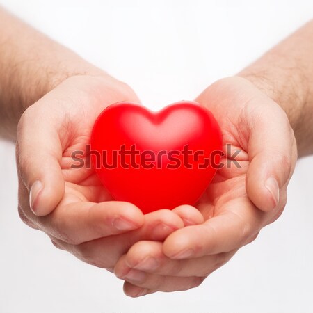 male hands with small red heart Stock photo © dolgachov