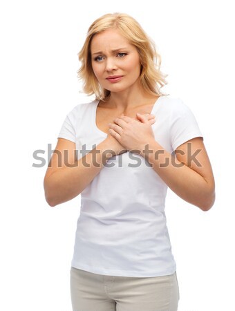 Unglücklich Frau Leiden Herzschmerz Menschen Gesundheitswesen Stock foto © dolgachov
