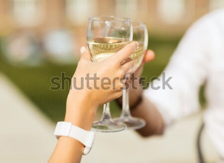 Lesbische Paar Champagner Gläser Menschen Stock foto © dolgachov