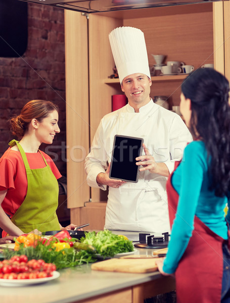 Stockfoto: Gelukkig · vrouwen · chef · keuken · koken