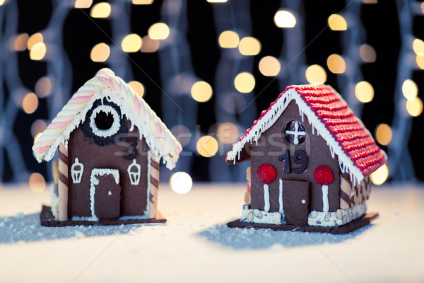 closeup of beautiful gingerbread houses at home Stock photo © dolgachov