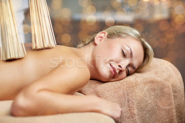 Foto stock: Mulher · samurai · massagem · estância · termal · pessoas