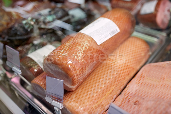 Prosciutto carne vendita alimentare mercato Foto d'archivio © dolgachov