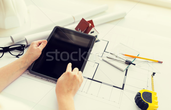 Stockfoto: Hand · blauwdruk · business · architectuur