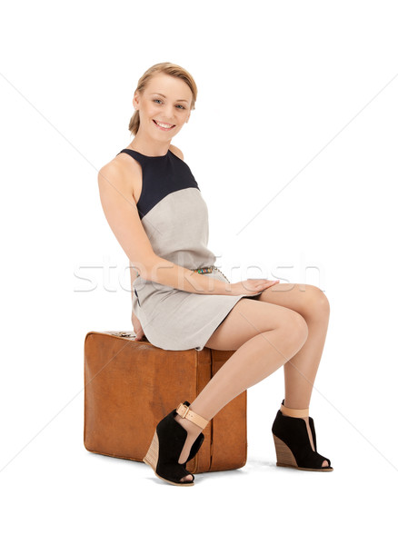 Zdjęcia stock: Kobieta · walizkę · jasne · zdjęcie · szczęśliwy · podróży