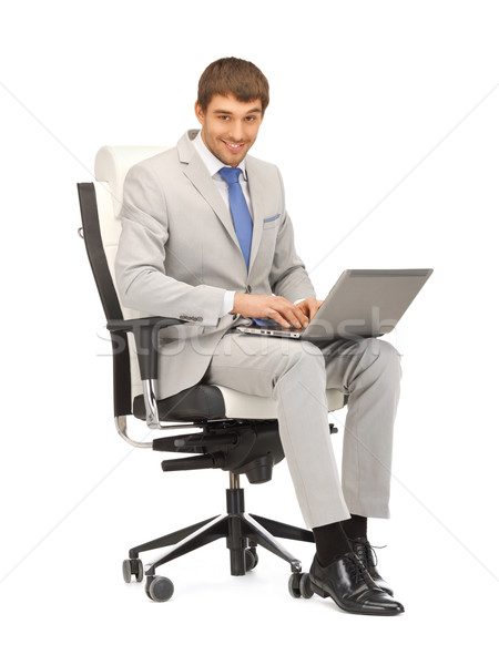 Tineri om de afaceri şedinţei scaun laptop imagine Imagine de stoc © dolgachov