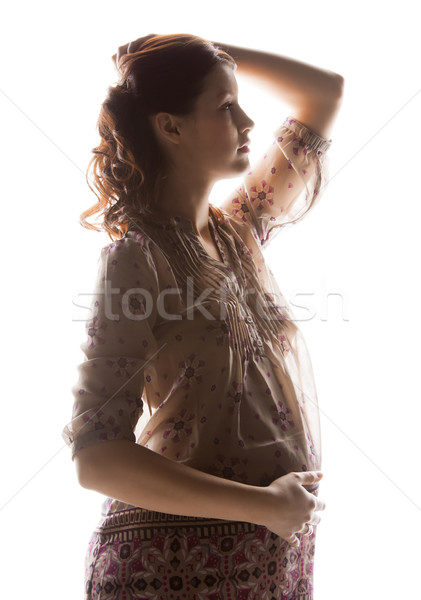 Stock photo: silhouette picture of pregnant beautiful woman
