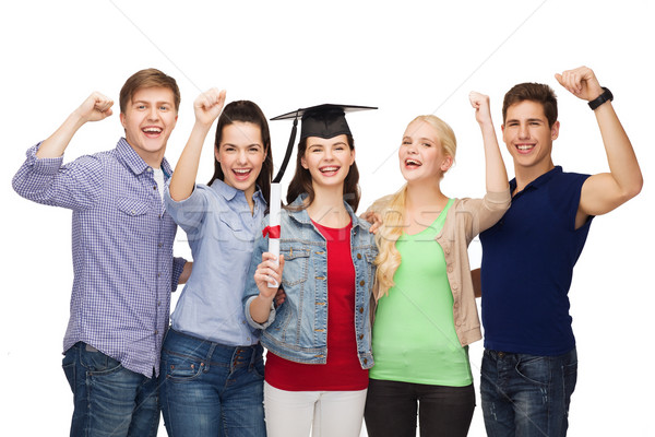 Csoport áll mosolyog diákok diploma oktatás Stock fotó © dolgachov