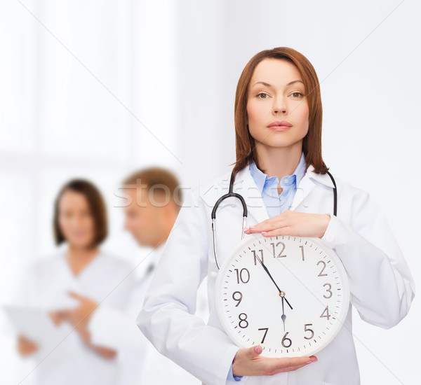 Feminino médico parede relógio saúde Foto stock © dolgachov