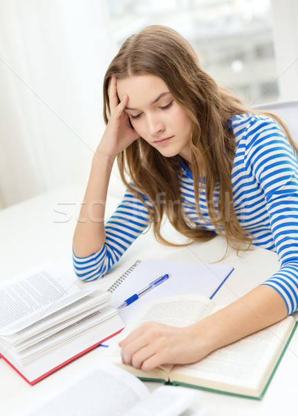 stressed student girl with books Stock photo © dolgachov