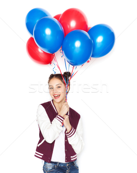幸せ 十代の少女 ヘリウム 風船 人 代 ストックフォト © dolgachov