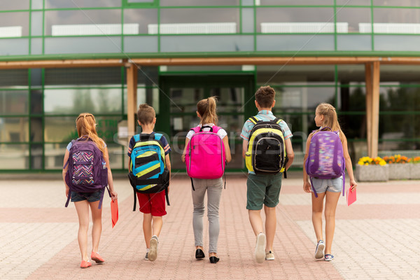 Groupe heureux école élémentaire élèves marche primaire [[stock_photo]] © dolgachov