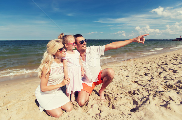 幸せな家族 サングラス 夏 ビーチ 旅行 休暇 ストックフォト © dolgachov