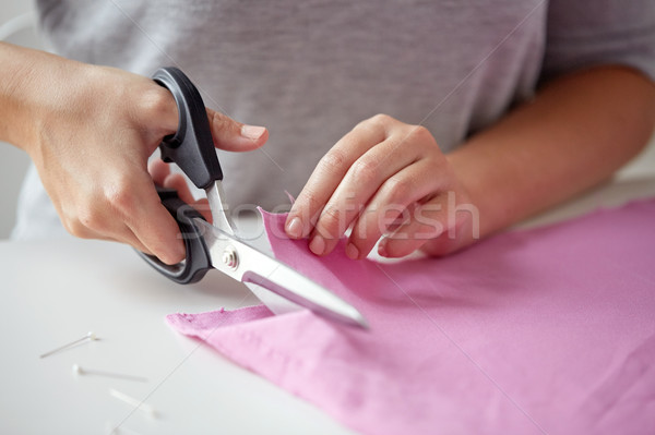 Stockfoto: Vrouw · kleermaker · schaar · uit · weefsel