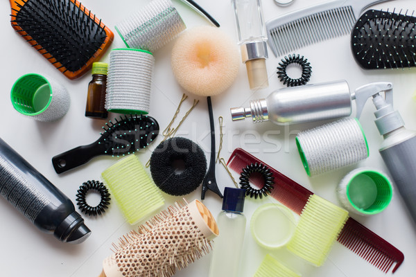 hair brushes, styling sprays, curlers and pins Stock photo © dolgachov
