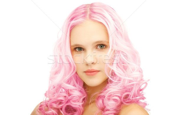teen girl with trendy pink dyed hair Stock photo © dolgachov