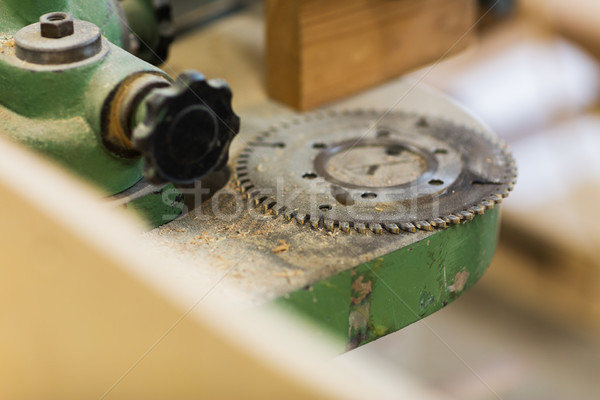 Stock photo: cogwheel of old machine at workshop