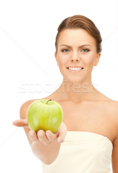 young beautiful woman with green apple Stock photo © dolgachov