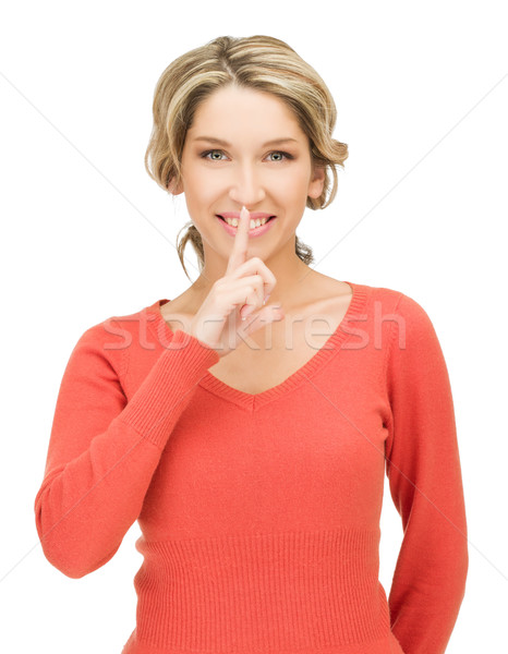 Vinger lippen heldere foto jonge vrouw vrouw Stockfoto © dolgachov