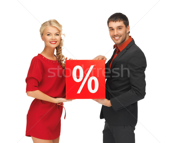 Man vrouw procent teken heldere foto Stockfoto © dolgachov