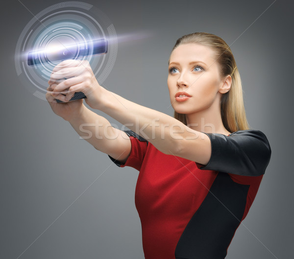 Futurisztikus nő szerkentyű fényes kép internet Stock fotó © dolgachov