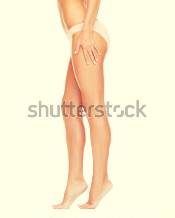 Kobieta długie nogi bawełny bielizna zdrowia piękna Zdjęcia stock © dolgachov