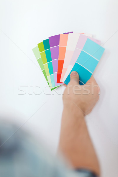 Stock photo: close up of male wit color pallets