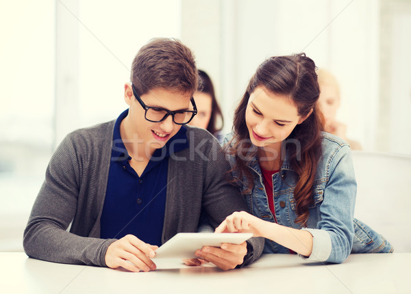 Studenten schauen Vortrag Schule Bildung Stock foto © dolgachov