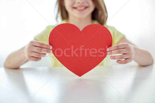 close up of child hands holding red heart Stock photo © dolgachov