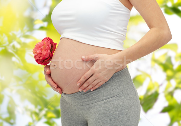 Közelkép terhes nő megérint meztelen pocak terhesség Stock fotó © dolgachov