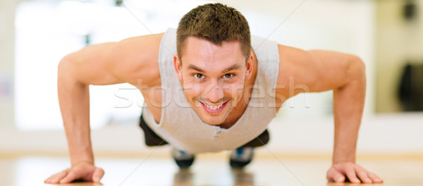 [[stock_photo]]: Souriant · homme · gymnase · fitness · sport