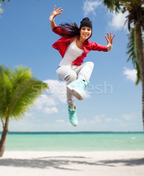 Schönen Tanz Mädchen springen Sport städtischen Stock foto © dolgachov