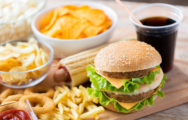 Stock foto: Fast-Food · Snacks · trinken · Tabelle · ungesunde · Ernährung