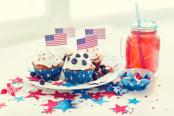 cupcakes with american flags on independence day Stock photo © dolgachov