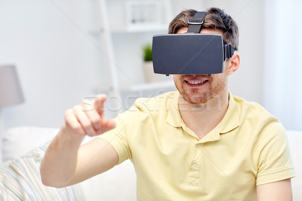 Foto stock: Moço · virtual · realidade · fone · óculos · 3d · tecnologia