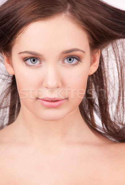 Foto stock: Beautiful · girl · cabelos · longos · quadro · mulher · cara · cabelo