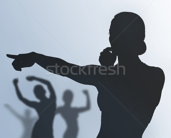 [[stock_photo]]: Fitness · instructeur · formation · personnes · silhouette · femme