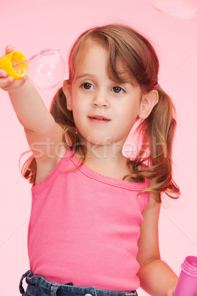[[stock_photo]]: Fille · bulles · de · savon · lumineuses · photos · belle · enfants
