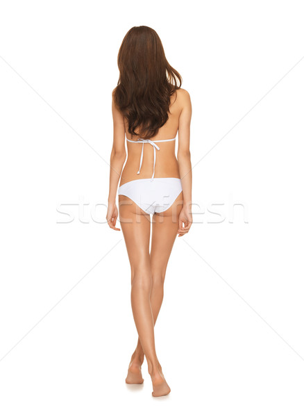 Modelo posando blanco bikini Foto playa Foto stock © dolgachov