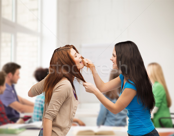 two teenagers having a fight and getting physical Stock photo © dolgachov