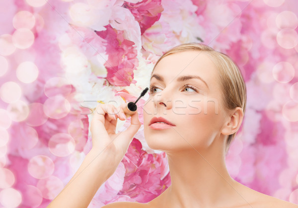 Stockfoto: Mooie · vrouw · mascara · cosmetica · gezondheid · schoonheid · gezicht