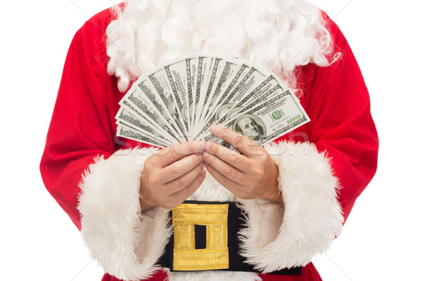 close up of santa claus with dollar money Stock photo © dolgachov