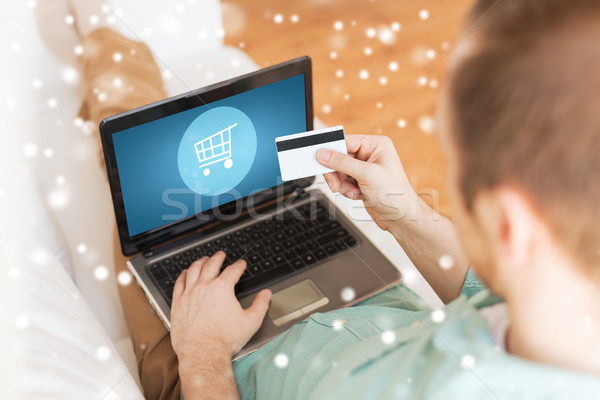 Stock fotó: Közelkép · férfi · laptop · hitelkártya · technológia · vásárlás