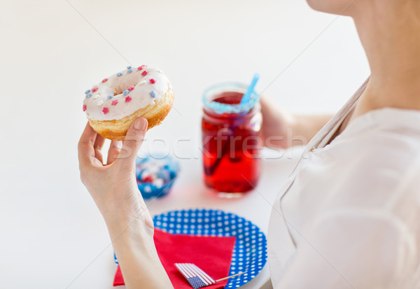 woman celebrating american independence day Stock photo © dolgachov