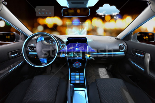 car salon with navigation system and meteo sensors Stock photo © dolgachov