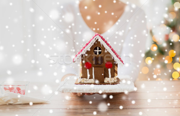 close up of woman showing gingerbread house Stock photo © dolgachov